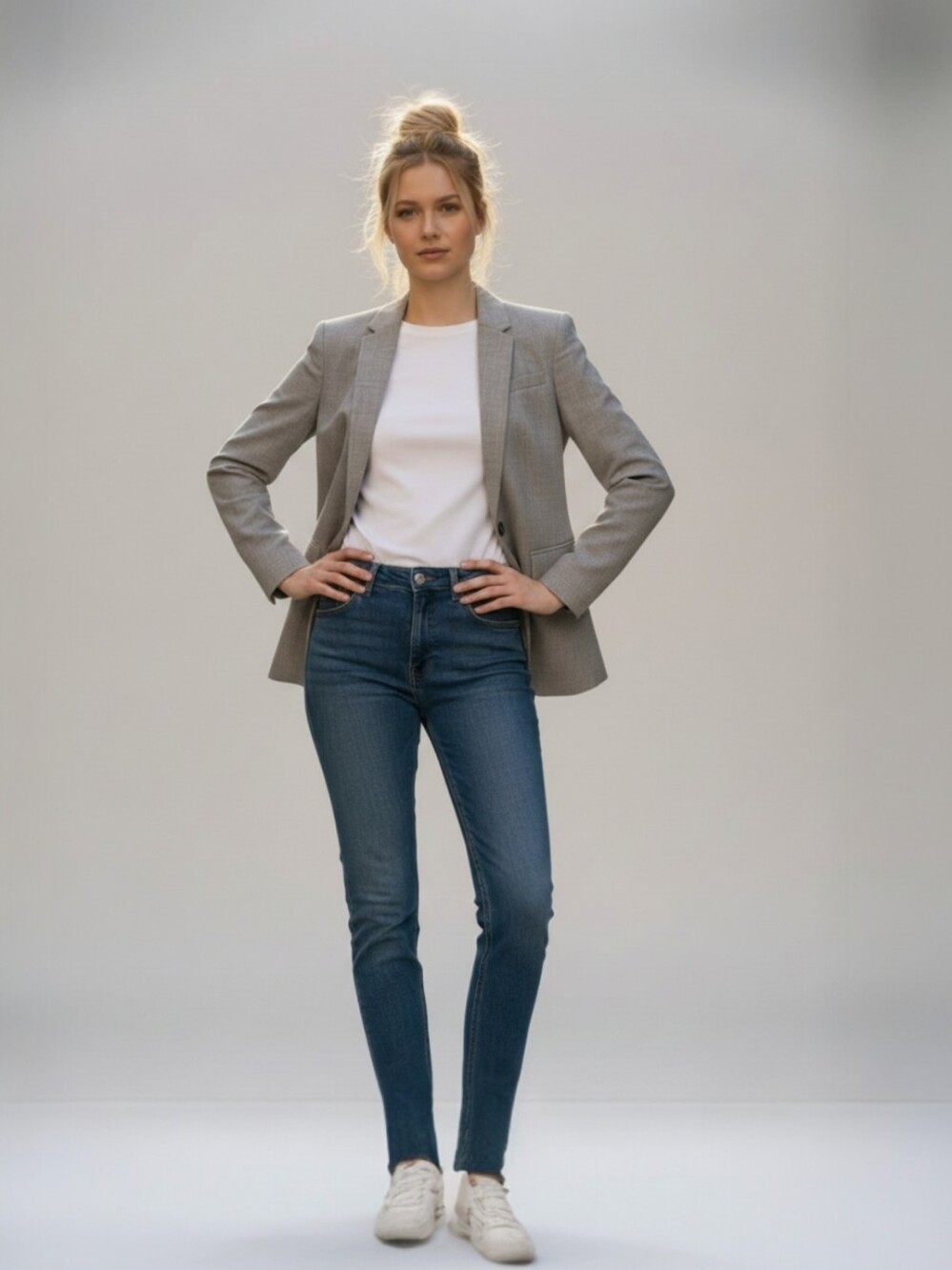 Banana Republic Light Gray Women's Blazer, Single Button, Vented Back, EUC, 6